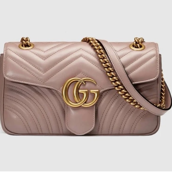 GG MARMONT MEDIUM SHOULDER BAG in dusty pink leather - Picture 1 of 9